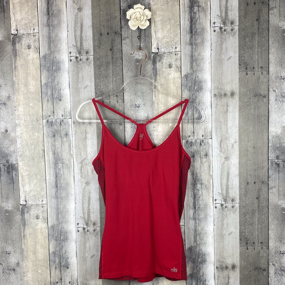 ALo Red & Grey Yoga Pose Racerback Tank Size Large - Picture 2 of 8